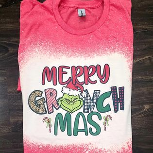 "Merry Grinchmas" Bleached T-Shirt