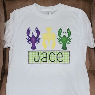 "Mardi Gras Crawfish" Personalized Kids T-Shirt