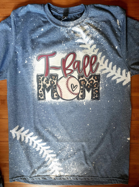 "T-Ball Mom" Bleached T-Shirt